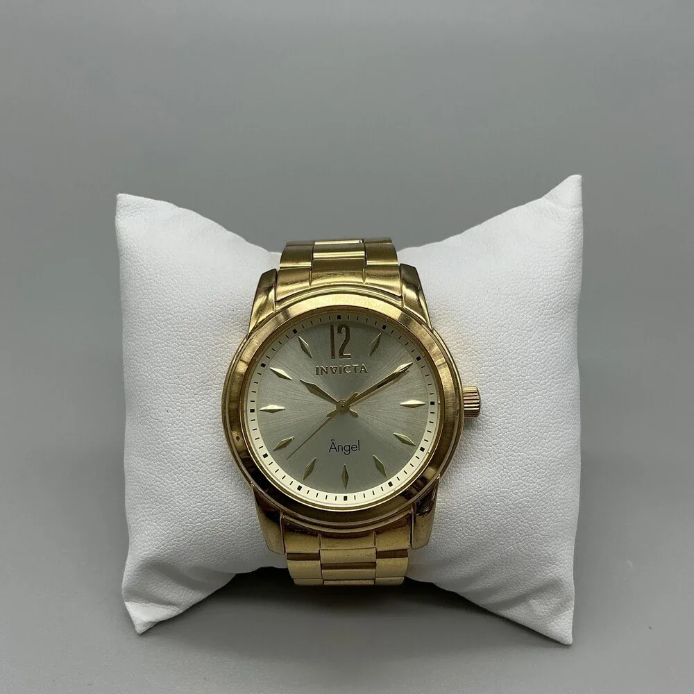 Invicta Angel 17420 Womens Watch 38mm Gold Tone Stainless Steel New Battery 6.5
